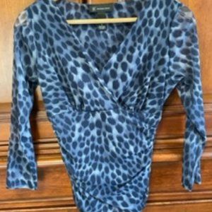 Inc. Blue Animal Print Blouse, Size Small